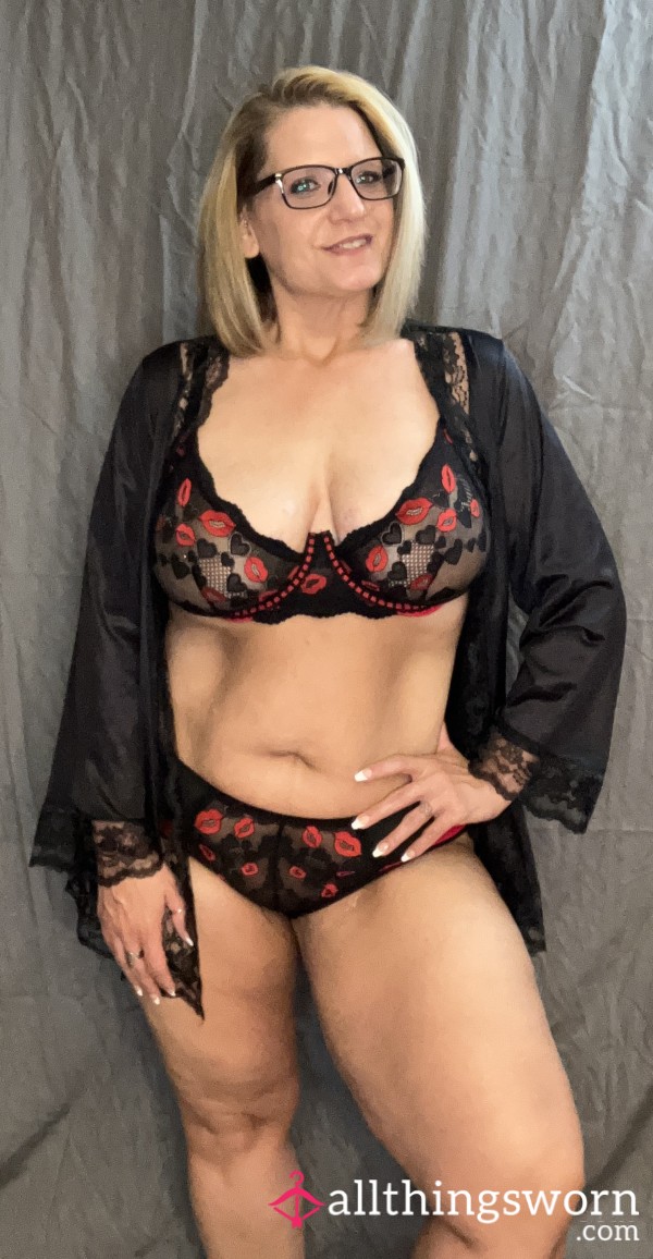 Black And Red Lace Bra & Panty Set