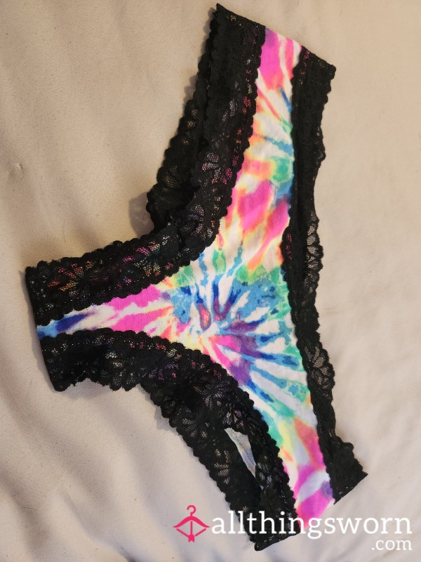 Black And Tie Dye Panties S**y Lacey Comes With 24 Hour Wear