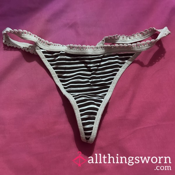 2010 Black And White Striped Thong