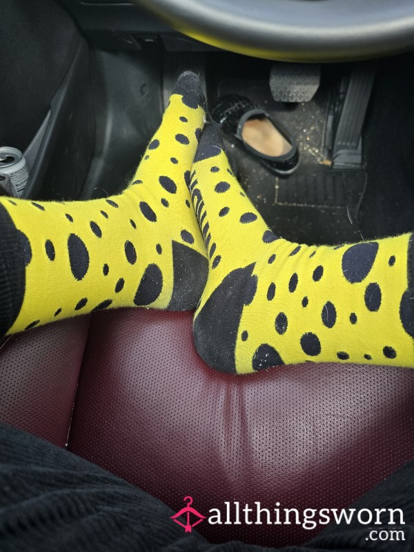 Black And Yellow Dotted Socks