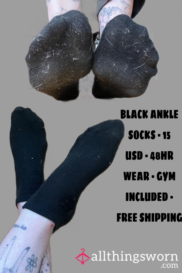 Black Ankle Socks - 48hr Wear - Gym Included - FREE Shipping