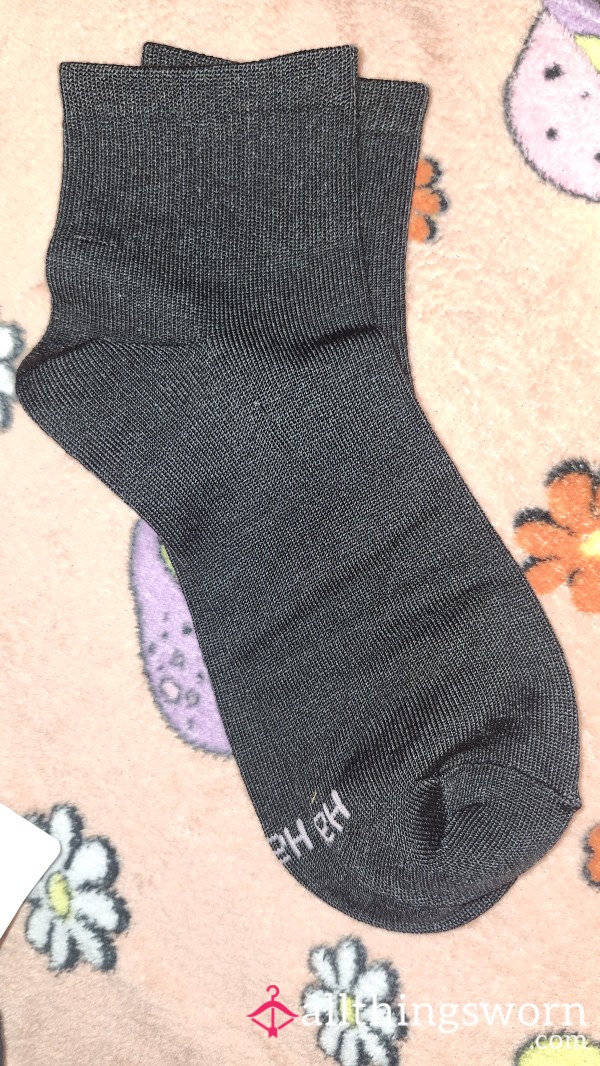 Black Ankle Socks Made Of Polyester And Spandex-extra Smelly