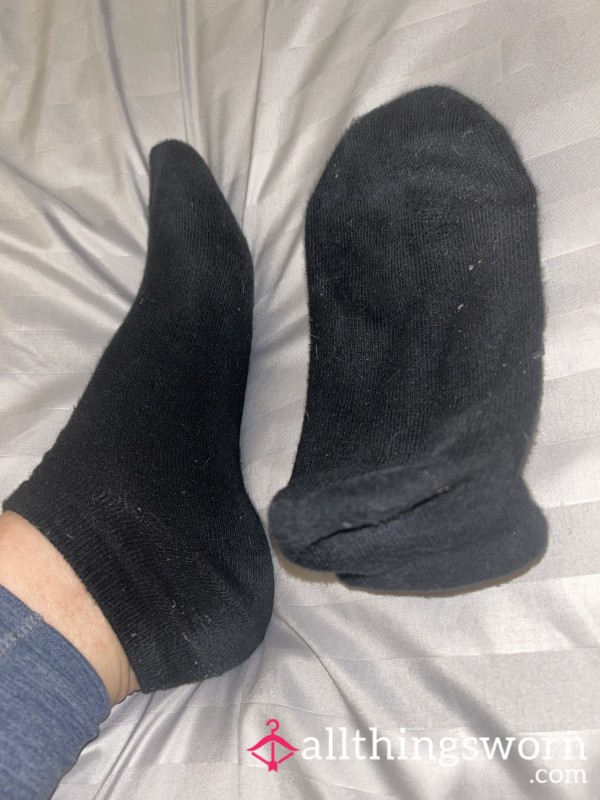 Black Ankle Socks, Well Worn All Day In My Trainers😈