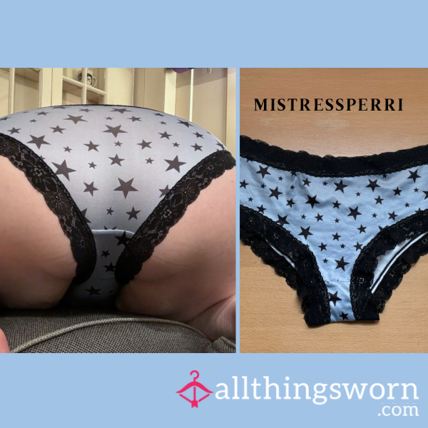 Black Blue Lace Trim Panties - 48 Hr Wear - 2 Day Panty