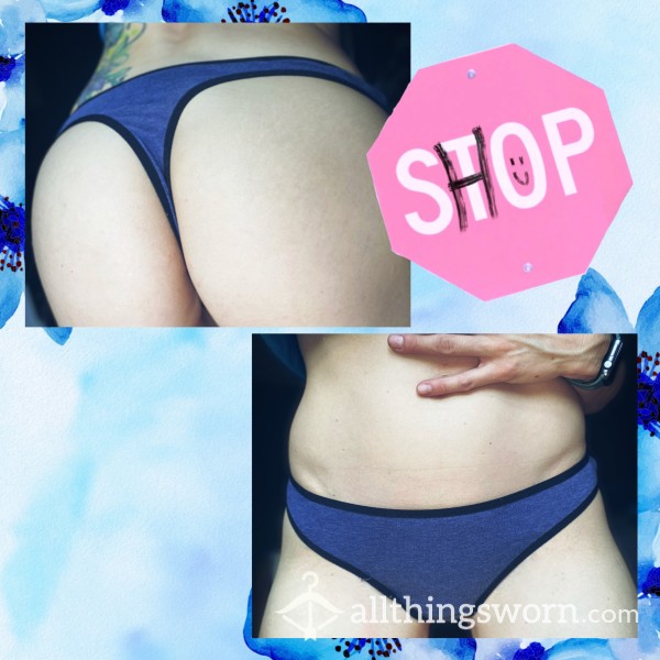 Black & Blue Old Cotton Thong