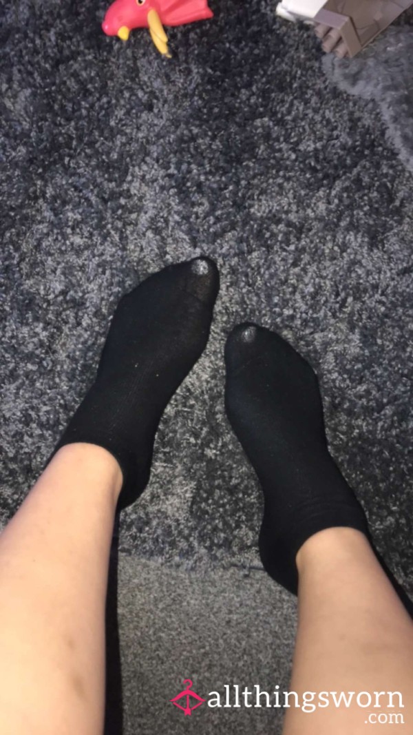 Black Breathable Trainer Socks Well Worn