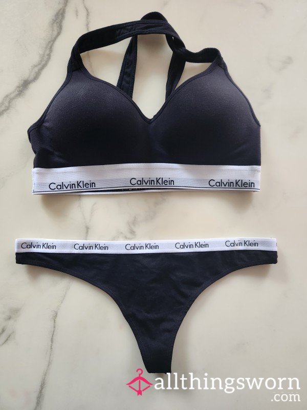 SOLD🖤Black Calvin Klein Thong & Bra Set🖤