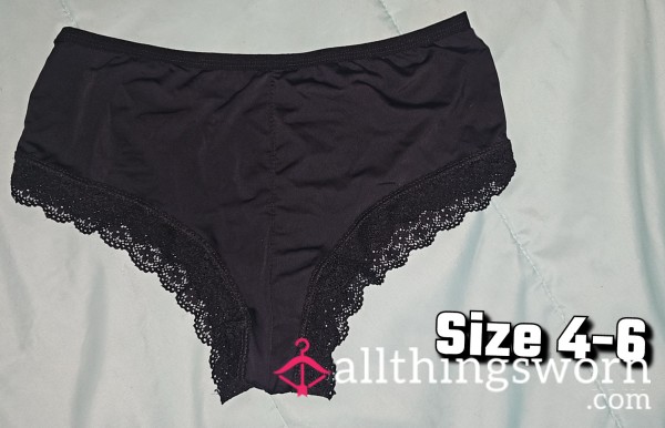 Black Cheeky Lacey Panties - Size 4/6