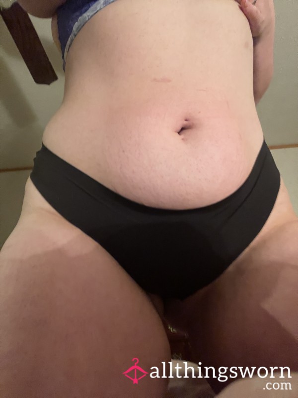 Black Cheeky Panties With Lacey Back