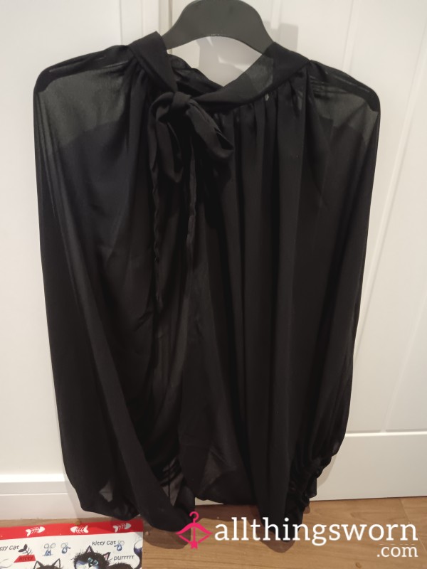 Black Chiffon Sleeved Cape ONE SIZE