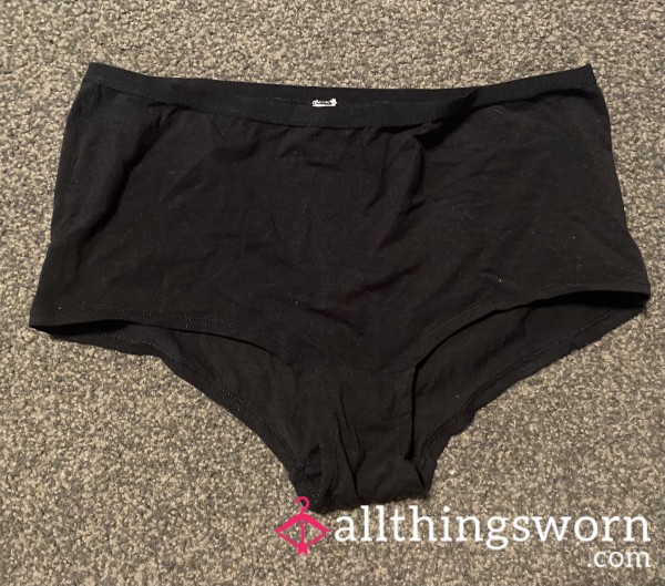 Black Cotton Boyleg Panties