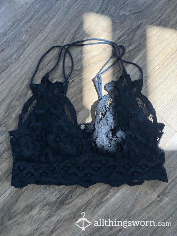 Black Cotton Free People Bralette Xx