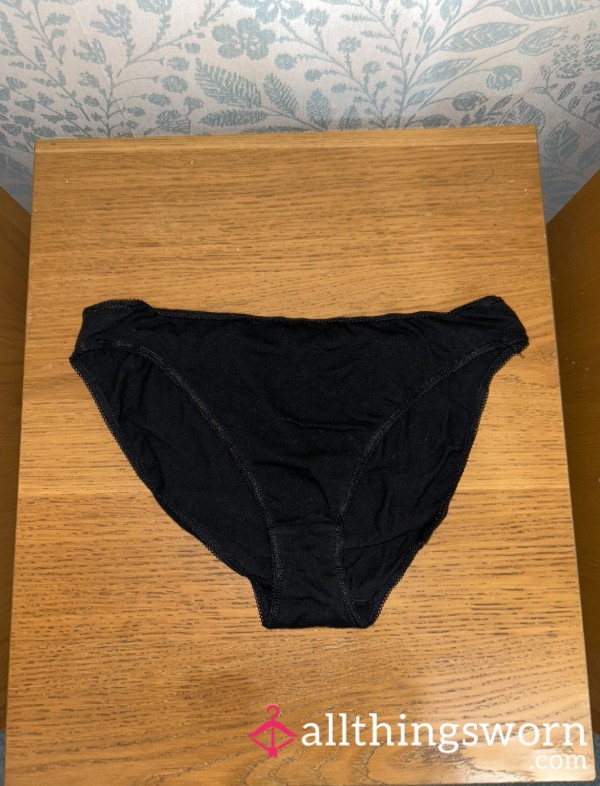 Black Cotton Full Back Panties