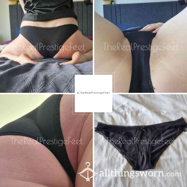 Black Cotton Full Back Knickers | Size 12-14 | 2 Days Wear | Includes Pics & Premade Video | See Listing Photos For More Info | From £18.00 + P&P