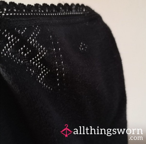 Black Cotton Lace Leggings L