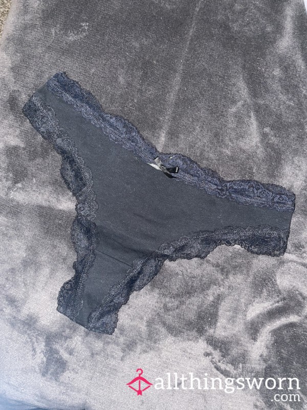 Black Cotton Thong 5 Day Wear