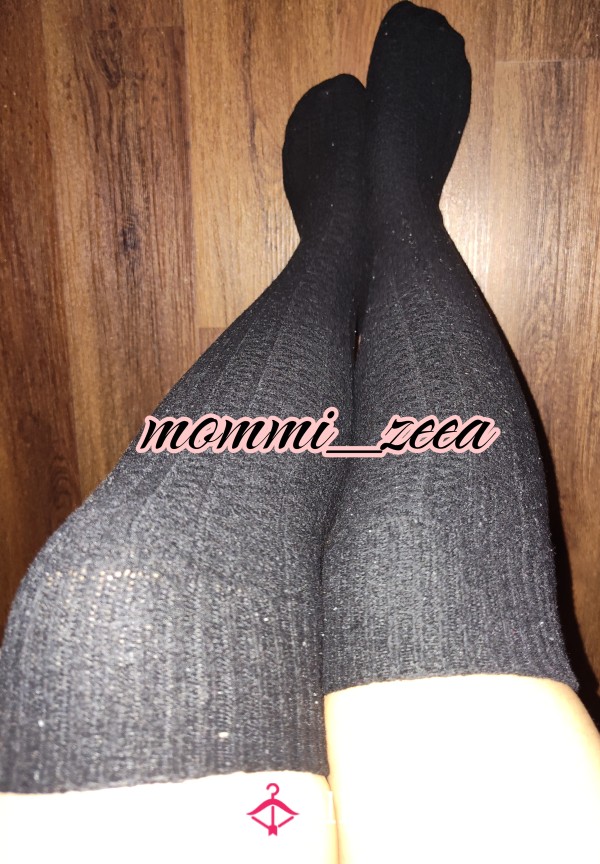 Black Cotton Thigh High Socks