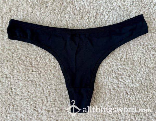 Black Cotton Thong