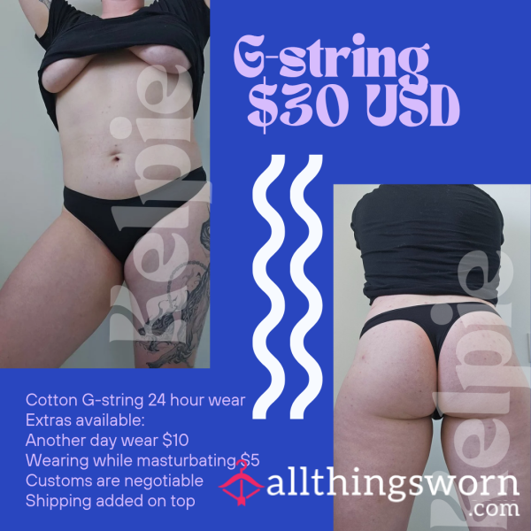 Black Cotton Thong 24hr Wear