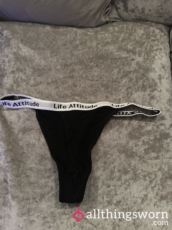 Black Cotton Thong