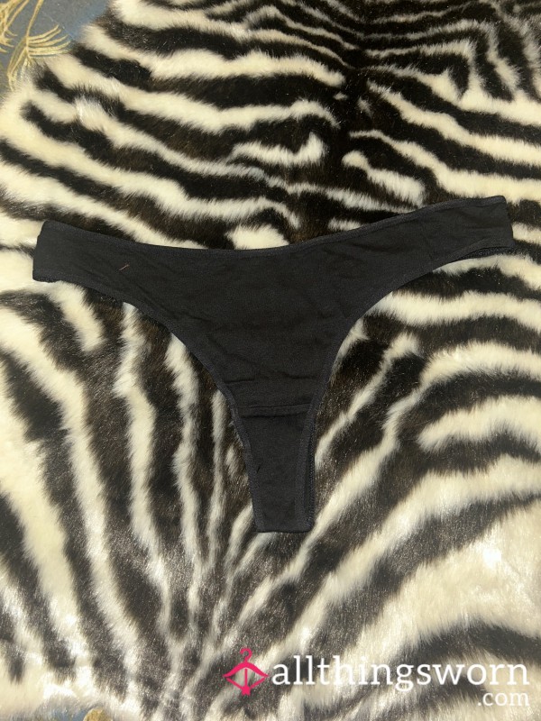 Black Cotton Thong