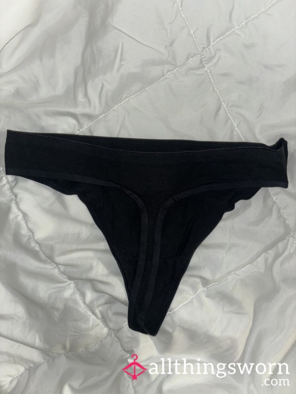 Black Cotton Thong