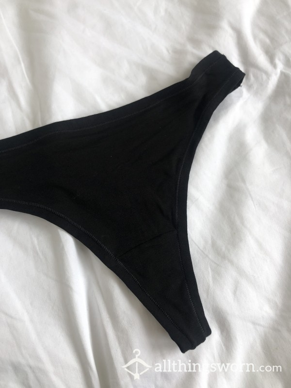 Black Cotton Thong 3 Days