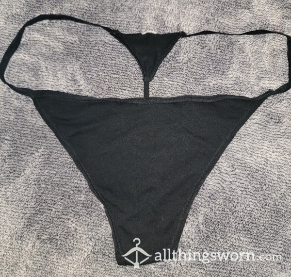 Black Cotton Thong (string)