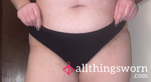 Black Cotton Thong XL