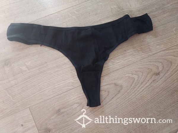 Black Cotton Thongs