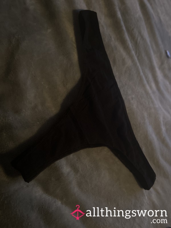 Black Cotton Thongs