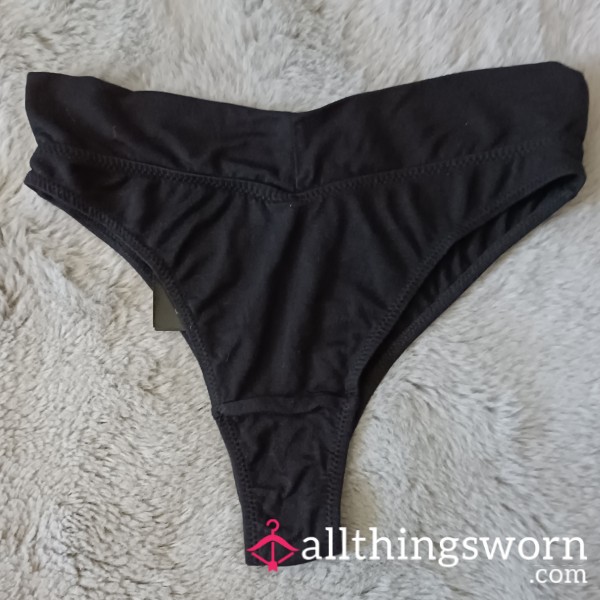 Black Cotton Thongs