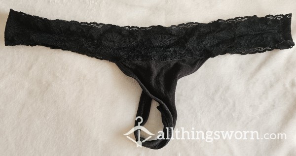 Black Cotton VS Thong With Black Lace Trim (Owned 14 Years And Worn When I Was Stripping)