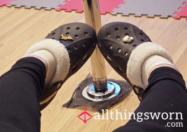 Black Crocs With Removable Fleece Liners