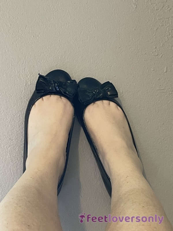 Black, Cute Bow Shoes, Stinky, Smelly Worn In