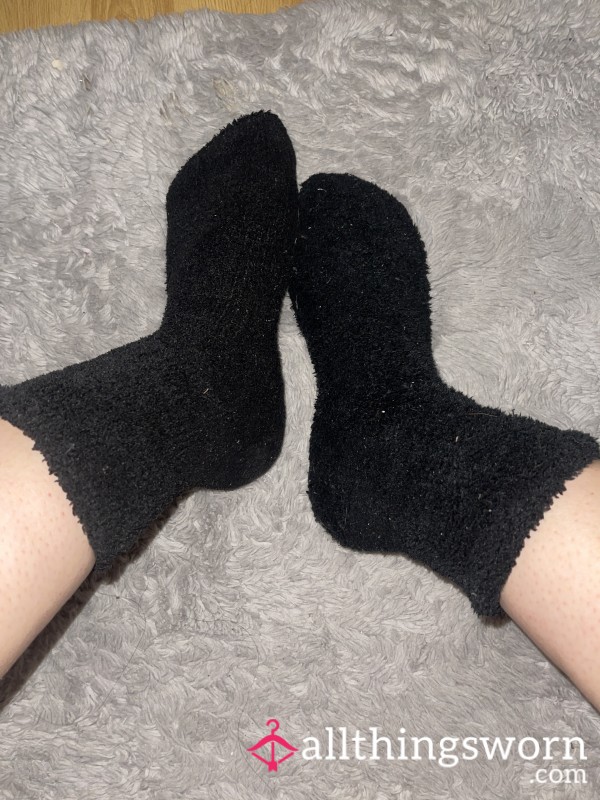 Black Dirty Fluffy Socks Worn For 2 Days