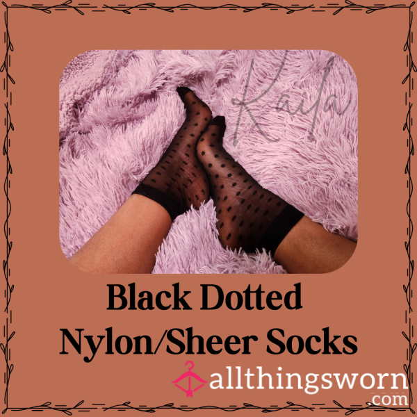 Black Dotted Nylon/Sheer Socks