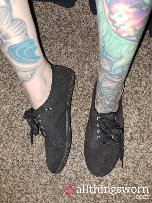 Black Faux Keds Canvas Shoes