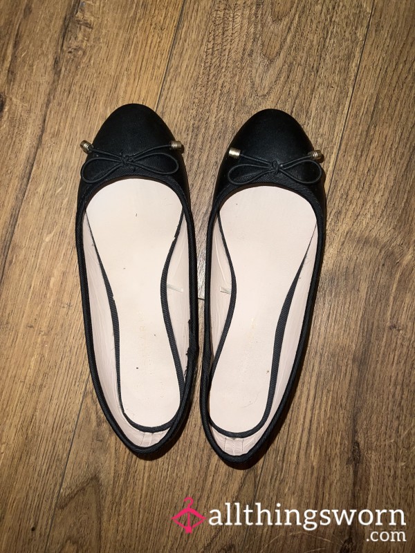 Black Faux Leather Flat Shoes