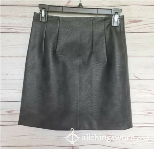 Black Faux Leather Skirt