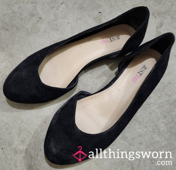 Black Faux Suede Flats - Ready To Be Worn For You - Includes Tracked Shipping Within Canada