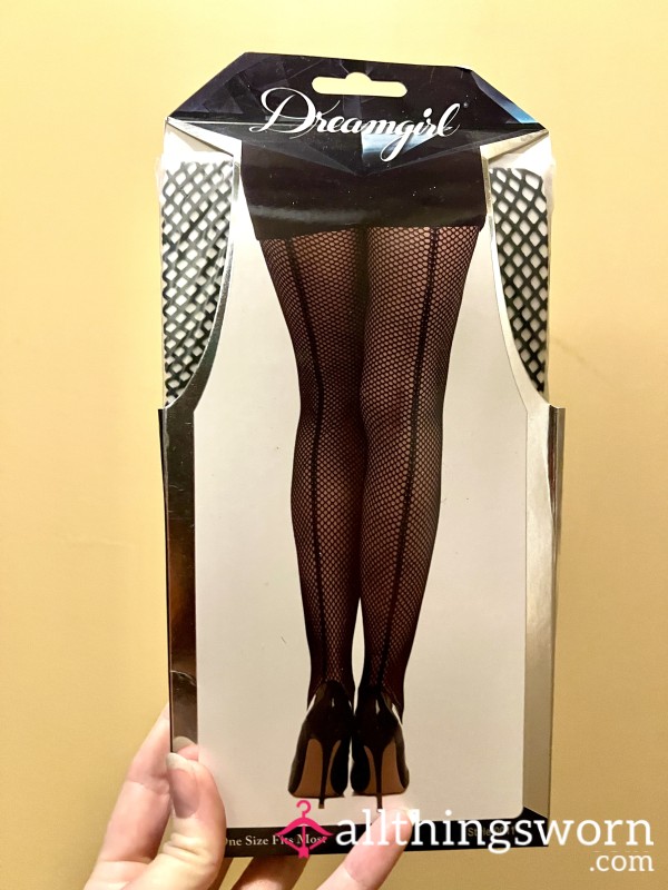 Black Fishnet Stockings With Seams