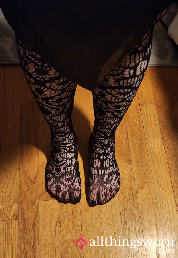 Black Fishnet Stockings Worn During Session