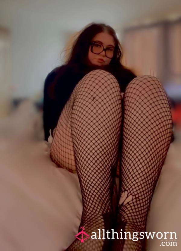 Black Fishnet Tights - Pantyhose Worn By UK BBW - Size Large