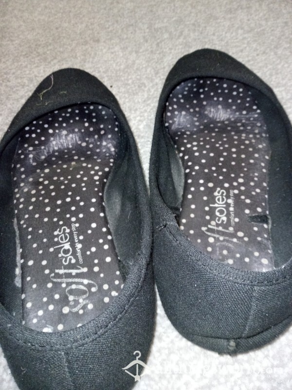 Black Flat Shoes Well Worn