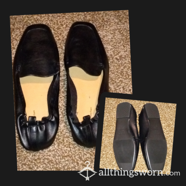 Black Flats Square Toe/Scrunch Backs