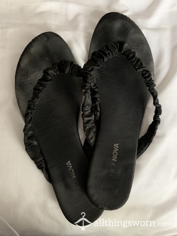 Black Flip Flops Worn & Dirty