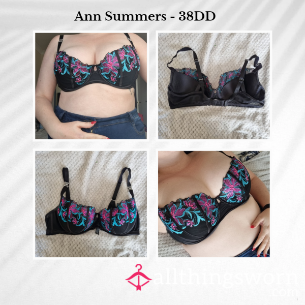 Black Flor*l 3/4 Cup Ann Summers Bra | Size 38DD | 3 Days Wear | Includes Lifetime Access To My Boobies Folder - From £30.00