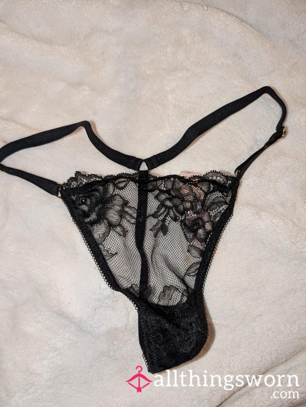 Black Flor*l Lace G-string