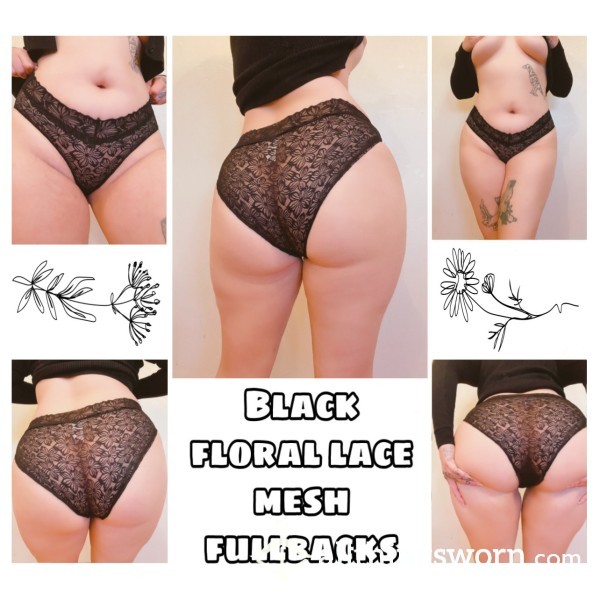 Black Flor*l Lace Mesh Fullbacks